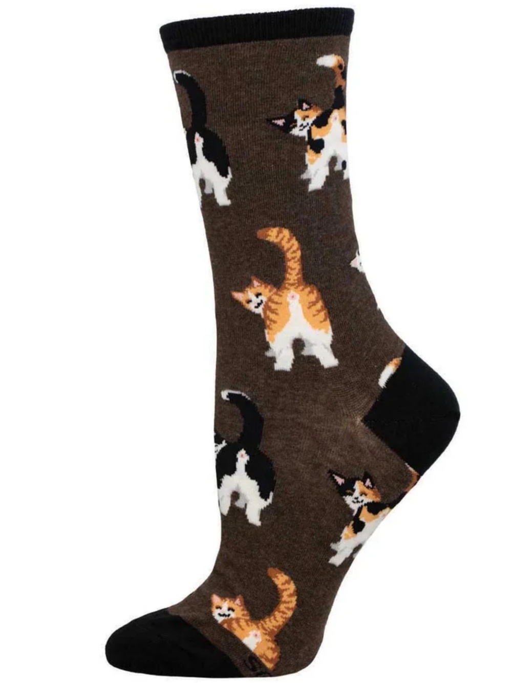 NWT Socksmith Cat Butt socks with brown background Women’s 9-11